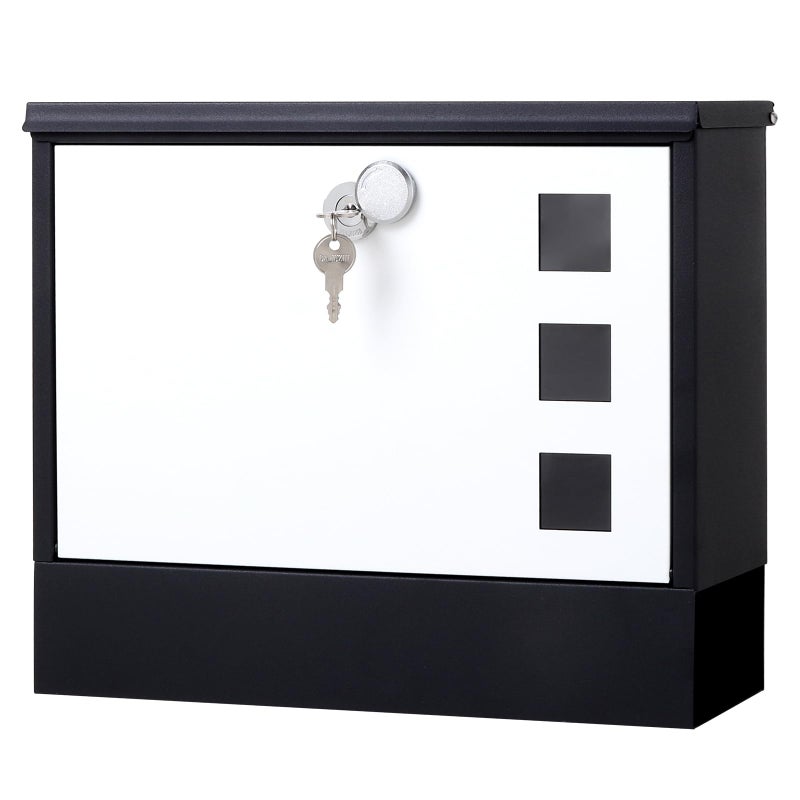 Jssmst Locking Mailbox Wall Mounted Verticalâ€“ Jssmst mailboxes with Key Lock and Newspaper Compartment, Key Lock Drop Box Large Capacity, 14.3 x 3.8 x 11.8 Inch, Whiteï¼ŒSM-HPB911WN - Image 1